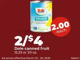 Hy-Vee Dole canned fruit offer
