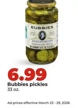 Hy-Vee Bubbies pickles offer