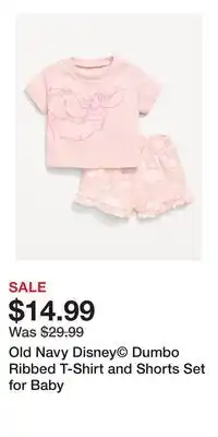 Old Navy Old Navy Disney Dumbo Ribbed T-Shirt and Shorts Set for Baby offer