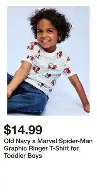Old Navy Old Navy x Marvel Spider-Man Graphic Ringer T-Shirt for Toddler Boys offer