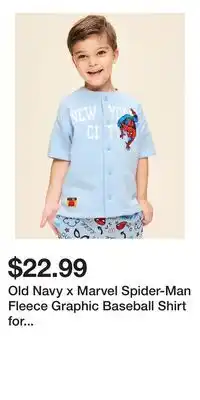 Old Navy Old Navy x Marvel Spider-Man Fleece Graphic Baseball Shirt for Toddler Boys offer
