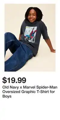 Old Navy Old Navy x Marvel Spider-Man Oversized Graphic T-Shirt for Boys offer