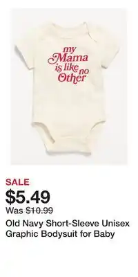 Old Navy Old Navy Short-Sleeve Unisex Graphic Bodysuit for Baby offer