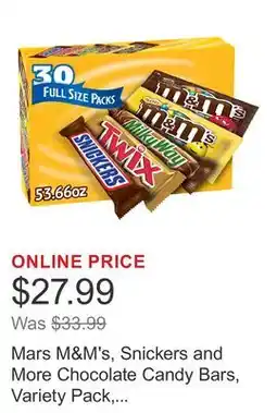Costco Mars M&M's, Snickers and More Chocolate Candy Bars, Variety Pack, 30-count offer