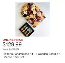 Costco Platterful, Charcuterie Kit - 1 Wooden Board & 1 Cheese Knife Set Included offer