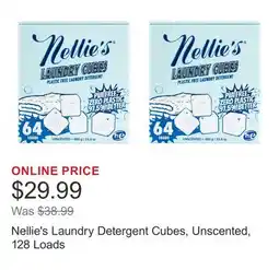 Costco Nellie's Laundry Detergent Cubes, Unscented, 128 Loads offer