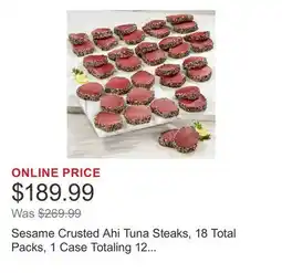 Costco Sesame Crusted Ahi Tuna Steaks, 18 Total Packs, 1 Case Totaling 12 Lbs offer