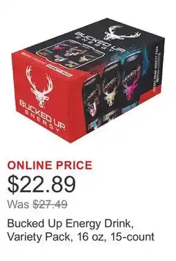 Costco Bucked Up Energy Drink, Variety Pack, 16 oz, 15-count offer