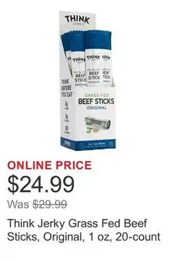 Costco Think Jerky Grass Fed Beef Sticks, Original, 1 oz, 20-count offer