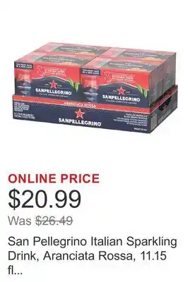 Costco San Pellegrino Italian Sparkling Drink, Aranciata Rossa, 11.15 fl oz, 24-count offer