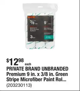 The Home Depot PRIVATE BRAND UNBRANDED Premium 9 in. x 3/8 in. Green Stripe Microfiber Paint Roller Cover (3 Pack) offer