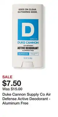 Ulta Beauty Duke Cannon Supply Co Air Defense Active Deodorant - Aluminum Free offer