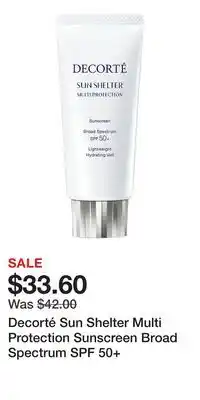 Ulta Beauty Decorté Sun Shelter Multi Protection Sunscreen Broad Spectrum SPF 50+ offer