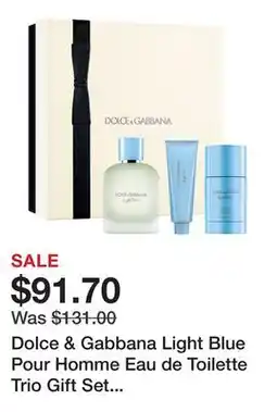 Belk Dolce & Gabbana Light Blue Pour Homme Eau de Toilette Trio Gift Set - $179 Value! offer