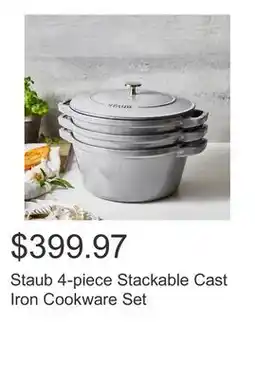Costco Staub 4-piece Stackable Cast Iron Cookware Set offer