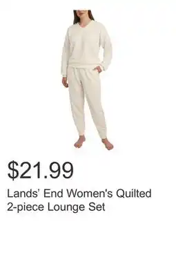Costco Lands' End Women's Quilted 2-piece Lounge Set offer