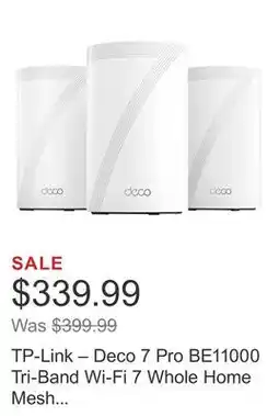 Costco TP-Link – Deco 7 Pro BE11000 Tri-Band Wi-Fi 7 Whole Home Mesh System, 3-Pack offer