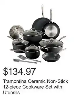 Costco Tramontina Ceramic Non-Stick 12-piece Cookware Set with Utensils offer