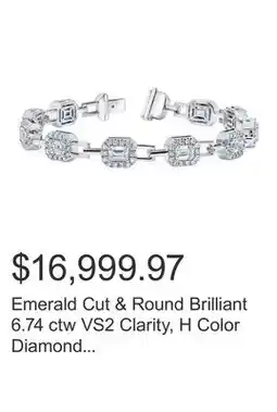 Costco Emerald Cut & Round Brilliant 6.74 ctw VS2 Clarity, H Color Diamond 18kt White Gold Bracelet offer
