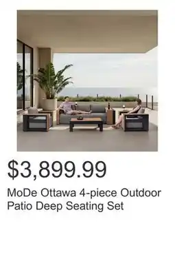 Costco MoDe Ottawa 4-piece Outdoor Patio Deep Seating Set offer