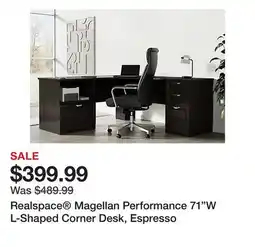 Office Depot Realspace Magellan Performance 71W L-Shaped Corner Desk, Espresso offer