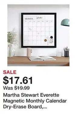 Office Depot Martha Stewart Everette Magnetic Monthly Calendar Dry-Erase Board, 18 x 18, Black Wood Grain offer