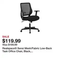 Office Depot Realspace Sensi Mesh/Fabric Low-Back Task Office Chair, Black, BIFMA Compliant offer