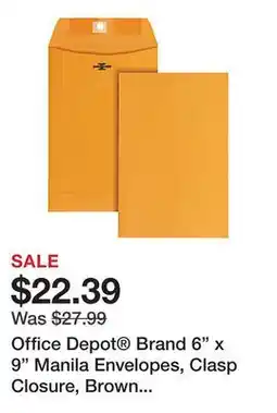Office Depot Office Depot Brand 6 x 9 Manila Envelopes, Clasp Closure, Brown Kraft, Box Of 100 offer