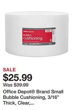 Office Depot Office Depot Brand Small Bubble Cushioning, 3/16 Thick, Clear, 12 x 200' offer