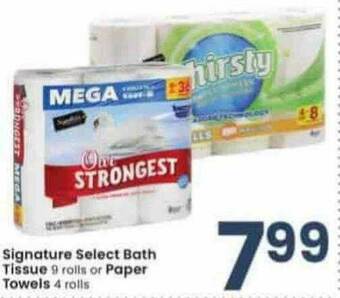 Albertsons Signature Select Bath Tissue Or Paper Towels offer