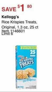 Costco Kellogg's Rice Krispies Treats Original offer