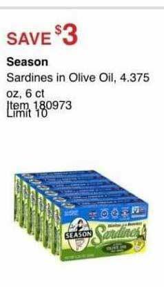 Costco Season Sardines In Olive Oil offer