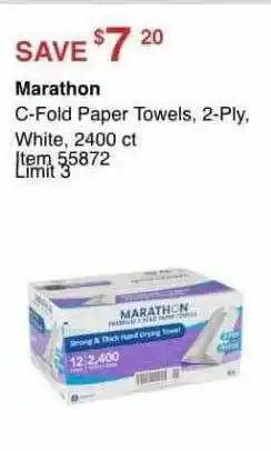 Costco Marathon C-Fold Paper Towels, 2-Ply White offer