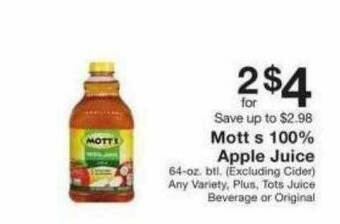 Fairway Store Market Mott's 100% Apple Juice offer
