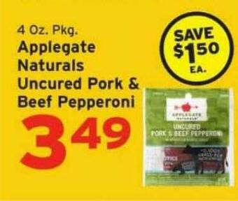 Hannaford Applegate Naturals Uncured Pork & Beef Pepperoni offer