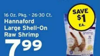 Hannaford Hannaford Large Shell On Raw Shrimp offer