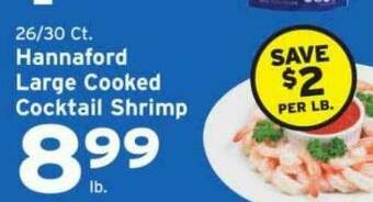Hannaford Hannaford Large Cooked Cocktail Shrimp offer