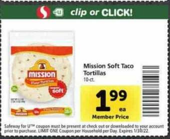 Safeway Mission Soft Taco Tortillas offer
