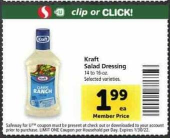 Safeway Kraft Salad Dressing offer