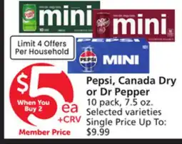 Albertsons Pepsi, Canada Dry or Dr Pepper offer