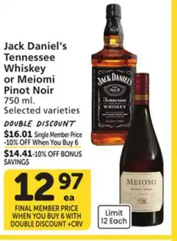 Albertsons Jack Daniel's Tennessee Whiskey or Meiomi Pinot Noir offer