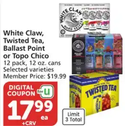 Albertsons White Claw, Twisted Tea, Ballast Point or Topo Chico offer