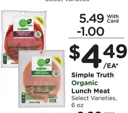 Ralphs Simple Truth Organic Lunch Meat offer