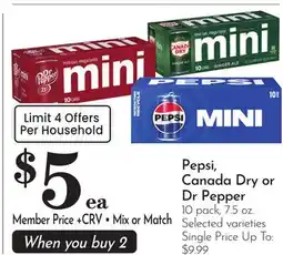 Pavilions Pepsi, Canada Dry or Dr Pepper offer