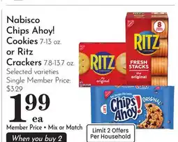 Pavilions Nabisco Chips Ahoy! Cookies 7-13 oz. or Ritz Crackers 7.8-13.7 oz offer