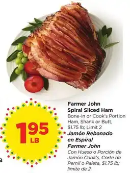 Food 4 Less Farmer John Spiral Sliced Ham offer