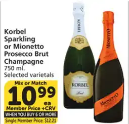 Vons Korbel Sparkling or Mionetto Prosecco Brut Champagne offer