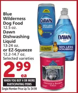 Vons Blue Wilderness Dog Food 12.5 oz. Dawn Dishwashing Liquid 13-24 oz. or EZ-Squeeze 12.2-14.7 oz offer