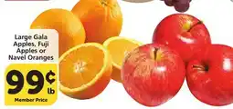 Vons Large Gala Apples, Fuji Apples or Navel Oranges offer