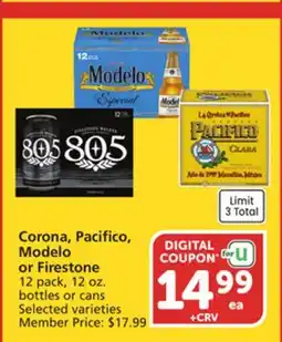 Vons Corona, Pacifico, Modelo or Firestone offer